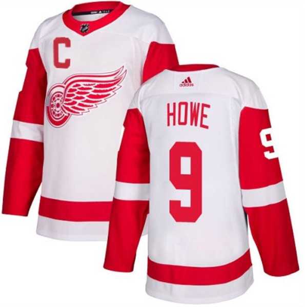 Mens Detroit Red Wings #9 Gordie Howe White Stitched Jersey Dzhi->->NHL Jersey